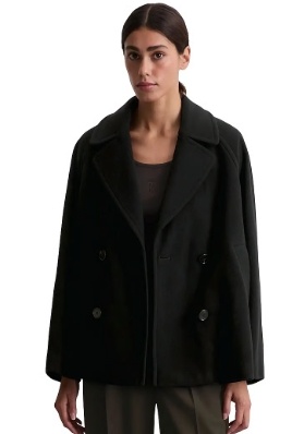 Marc O'Polo Dames WOLMIX Korte Mantel, zwart