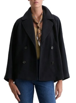 Marc O'Polo Dames WOLMIX Korte Mantel, blauw