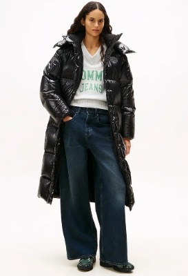 Tommy Jeans Dames MAXI ESSENTIAL Gewatteerde PUFFER , zwart