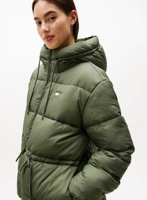 Tommy Hilfiger Dames Gewatteerde Winterjas, groen