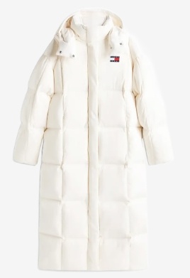 Tommy Jeans Gewaterd Dames Winterjas, gebrokenwit