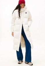Tommy Jeans Gewaterd Dames Winterjas, gebrokenwit