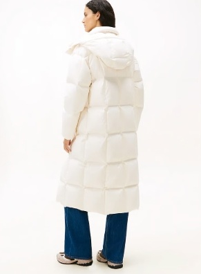 Tommy Jeans Gewaterd Dames Winterjas, gebrokenwit