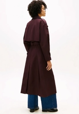 Tommy Hilfiger Dames OVERSIZED Lange Trenchcoat, paars