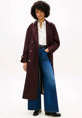 Tommy Hilfiger Dames OVERSIZED Lange Trenchcoat, paars