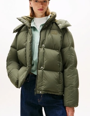 Tommy Hilfiger  Dames Dons Gewatteerde jas, olijfgroen