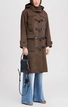 Munthe  Dames WOLMIX Lange Mantel, bruin