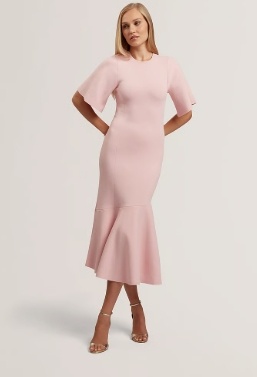 Ted Baker London Dames Ronde hals Midi Jurk, roze
