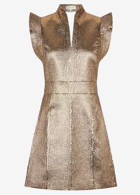 Dea Kudibal Dames Ronde hals Korte Jurk, goud