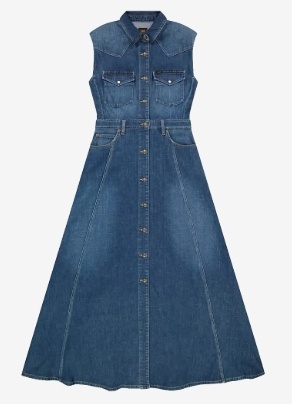 Lee Jeans Dames Lange Jurk, blauw