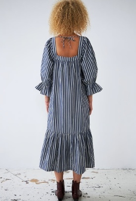 Stella Nova Dames vierkante hals Jurk, blauw