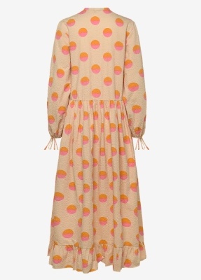 Stella Nova Dames Ronde Hals Maxi Jurk,  beige