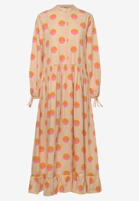 Stella Nova Dames Ronde Hals Maxi Jurk,  beige