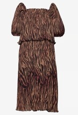 Ganni Dames Ronde Hals Midi Jurk, bruin