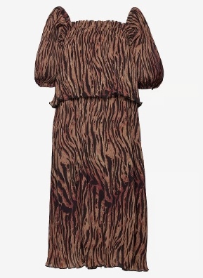 Ganni Dames Ronde Hals Midi Jurk, bruin