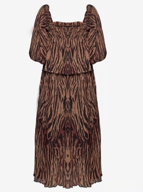 Ganni Dames Ronde Hals Midi Jurk, bruin