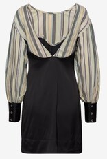 Ganni Dames Ronde Hals Midi Jurk, zwart