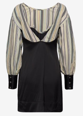 Ganni Dames Ronde Hals Midi Jurk, zwart