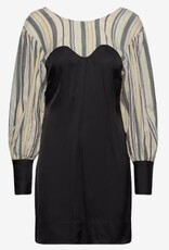 Ganni Dames Ronde Hals Midi Jurk, zwart