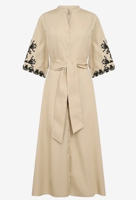 Soyaconcept Dames Ronde Hals Lange Jurk, beige