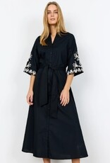 Soyaconcept Dames Ronde Hals Lange Jurk, zwart