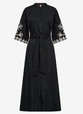 Soyaconcept Dames Ronde Hals Lange Jurk, zwart