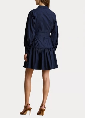 Lauren Ralph Lauren Dames Katoenmix  Korte Jurk, blauw