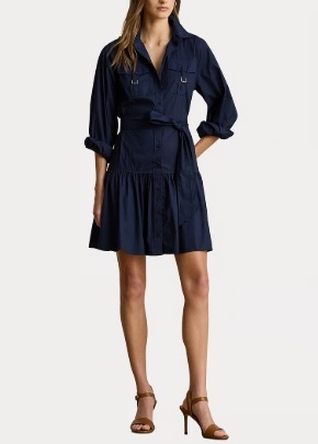 Lauren Ralph Lauren Dames Katoenmix  Korte Jurk, blauw