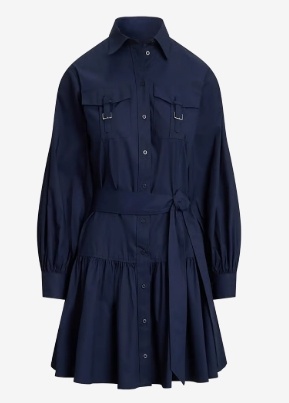 Lauren Ralph Lauren Dames Katoenmix  Korte Jurk, blauw