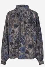 Dea Kudibal Bloemprint  Hoge Halslijn Blouse, blauw