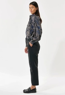 Dea Kudibal Bloemprint  Hoge Halslijn Blouse, blauw