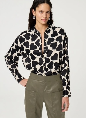 Fabienne Chapot Dames Hartmotieven blouse, zwart