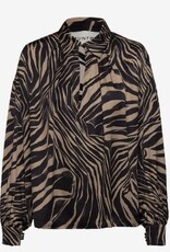Munthe Dames Klassiek Krag all-over print Blouse, bruin