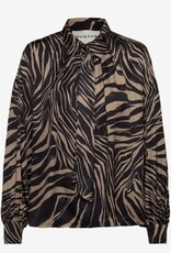 Munthe Dames Klassiek Krag all-over print Blouse, bruin