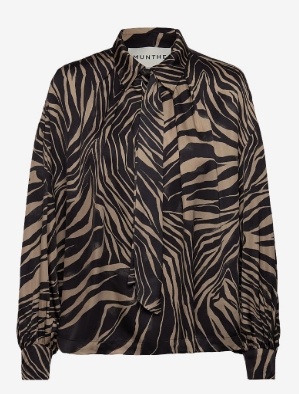 Munthe Dames Klassiek Krag all-over print Blouse, bruin