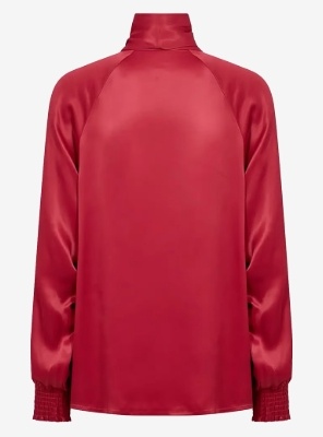Soyaconcept Dames Hoge Halslijn blouse met strik, rood