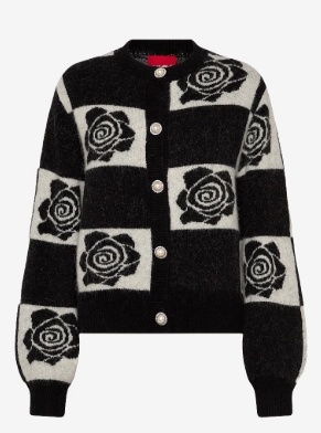 crās Dames geruit Cardigan, zwart