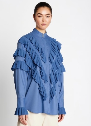 Bruuns Bazaar Dames Ronde Hals Stofmix Blouse, blauw