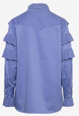 Bruuns Bazaar Dames Ronde Hals Stofmix Blouse, blauw
