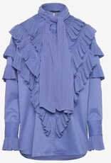 Bruuns Bazaar Dames Ronde Hals Stofmix Blouse, blauw