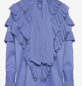 Bruuns Bazaar Ronde Hals Stofmix Blouse, blauw