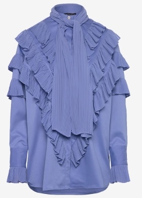 Bruuns Bazaar Dames Ronde Hals Stofmix Blouse, blauw