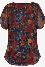 Lauren Ralph Lauren Dames Bloemprint Blouse met ruches, blauw