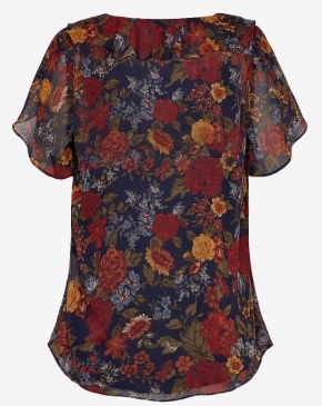 Lauren Ralph Lauren Dames Bloemprint Blouse met ruches, blauw