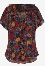 Lauren Ralph Lauren Dames Bloemprint Blouse met ruches, blauw