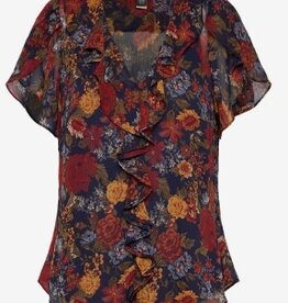Lauren Ralph Lauren Bloemprint Blouse met ruches, blauw