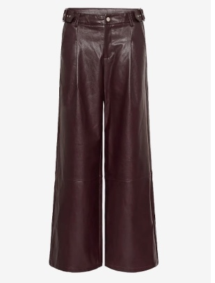 Culture Dames PU-broek wide leg,  bruin