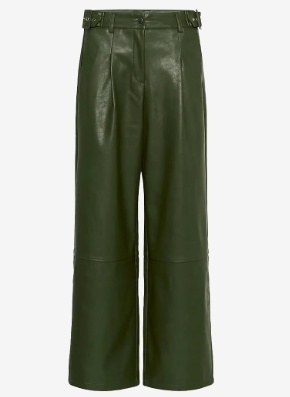 Culture Dames PU-broek wide leg, groen