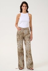 Gestuz Dames Luipaardprint wijd broek, bruin