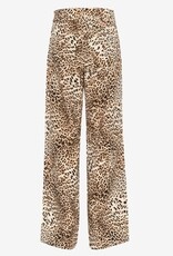 Gestuz Dames Luipaardprint wijd broek, bruin